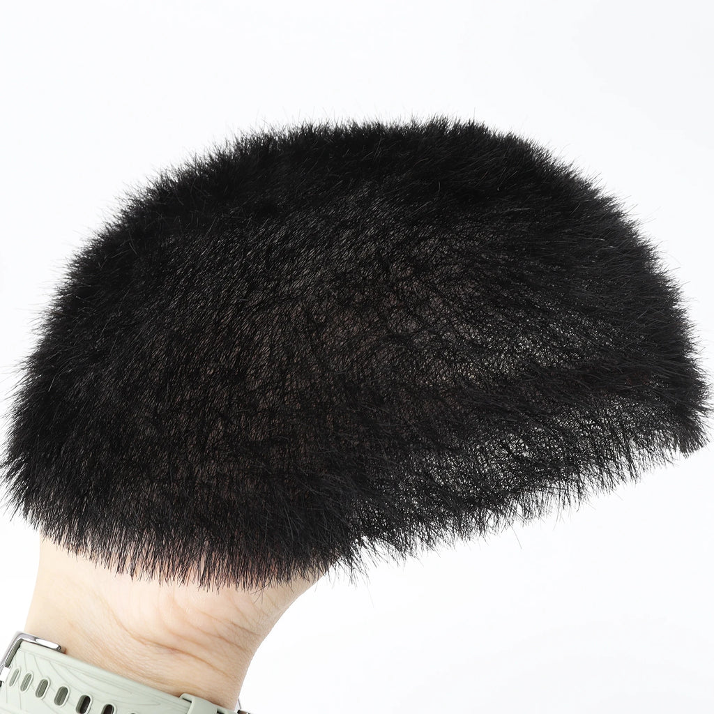 Men Toupee Silk Skin Base  PU Silicone Human Hair Topper V Loop Injected Single Knots 8x10in Short Cut Hair for Salon Stylist