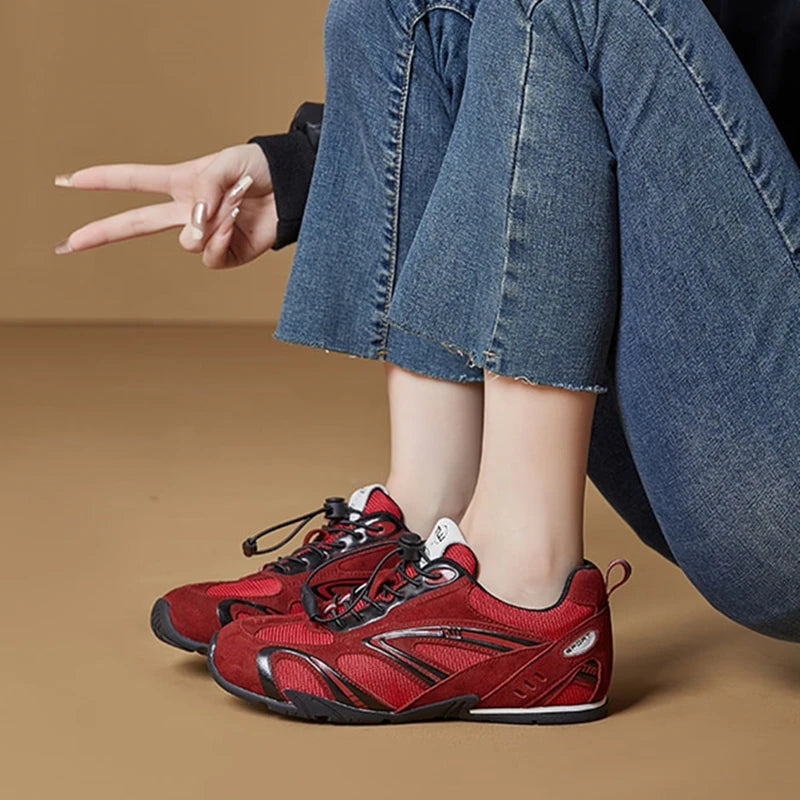 2026 New Women's Flat Sneakers Non-slip Running Women Moral Training Shoes Large-Size Colorblock Casual Skateboard Shoes Female