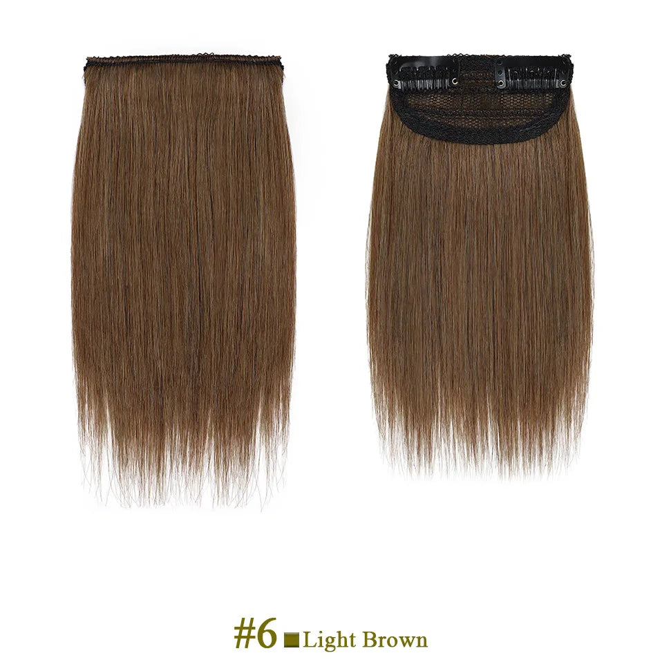 S-noilte 1pc Straight Clip in Hair Extensions Human Hair Side Head 8inch 12inch Black Brown Women Fake Hairpiece Platinum Blonde