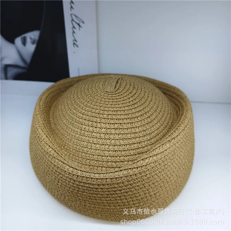 2026 New Summer Straw Fedoras Hats for Women Hostess Fashion Pillbox Hat Millinery Fascinator Designer Beret Hats Painter's Hat