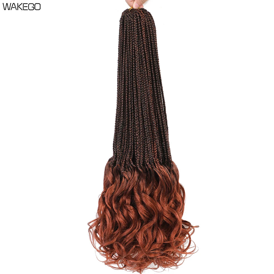 24 18 14 Inches French Curly Crochet Braids New Goddess Box Braids Bouncy French Curl Braid Hair Crochet Synthetic Braiding Hair