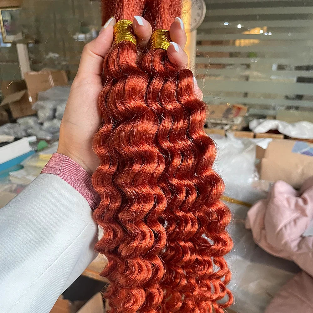 Human Braiding Hair 1 Bundle 20 Inch Human Hair Bundles for Braiding Highlight P4/27 Color Deep Wave Bulk Human Hair Bundles