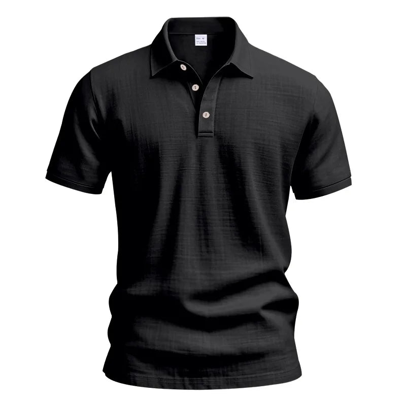 2025Summer New Men's Shirt British Style Loose Trendy Breathable Linen Casual Polo Collar Series POLO Shirt Short Sleeve