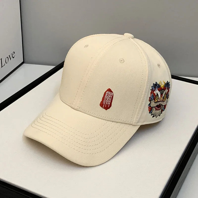 2022 New Chinese Style Spring Autumn Cap Women Tide Lion Embroidery Baseball Hat Hip-hop Men Casua All-match Casquette Gorras
