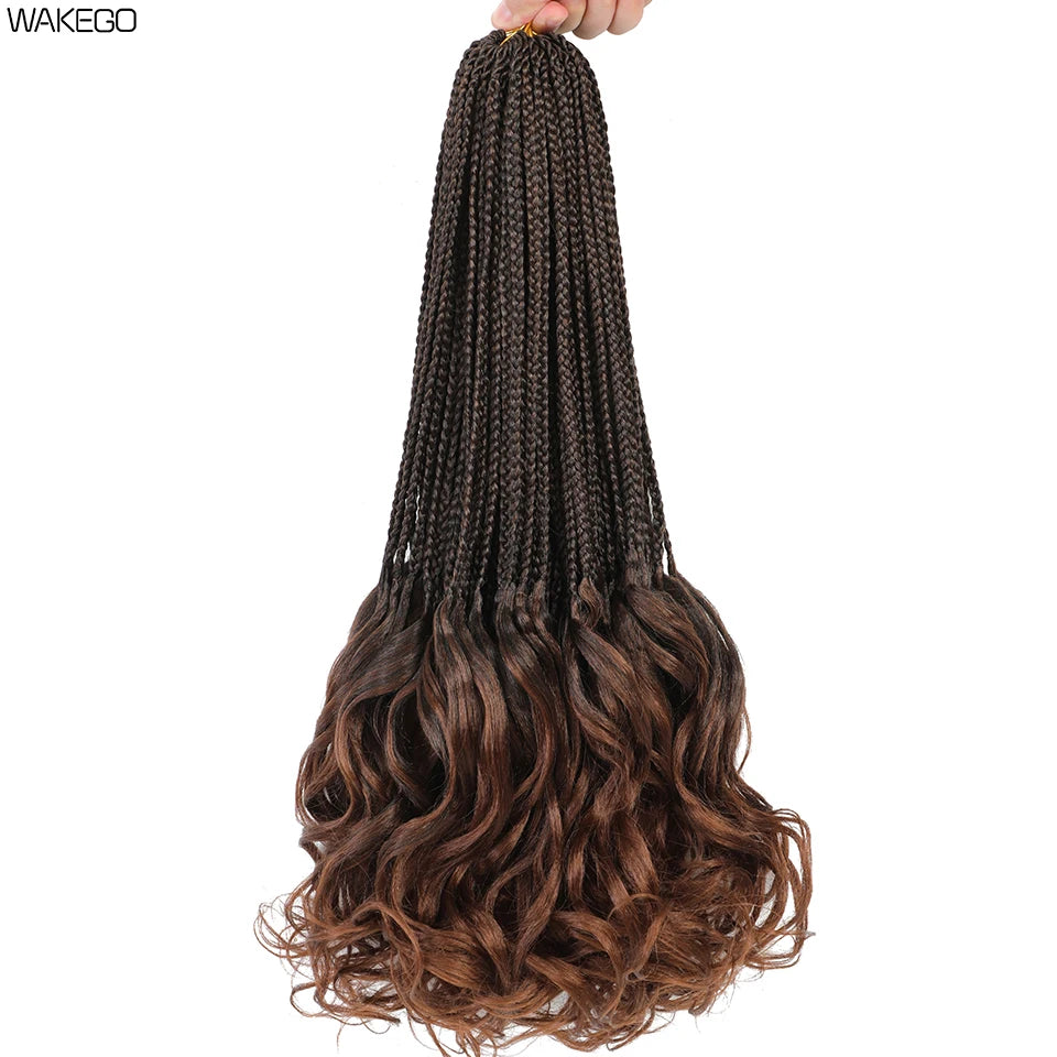 24 18 14 Inches French Curly Crochet Braids New Goddess Box Braids Bouncy French Curl Braid Hair Crochet Synthetic Braiding Hair