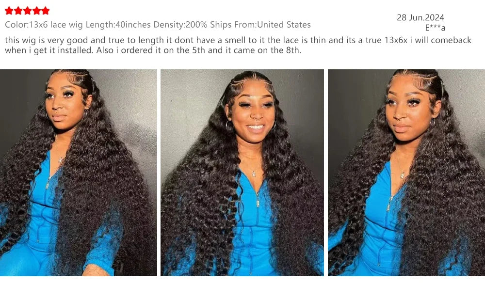 High Density 200% 40Inch Deep Wave 13x6 13x4 Lace Front Human Hair Wig Curly 360 Full Lace Frontal Wig Human Hair For Women
