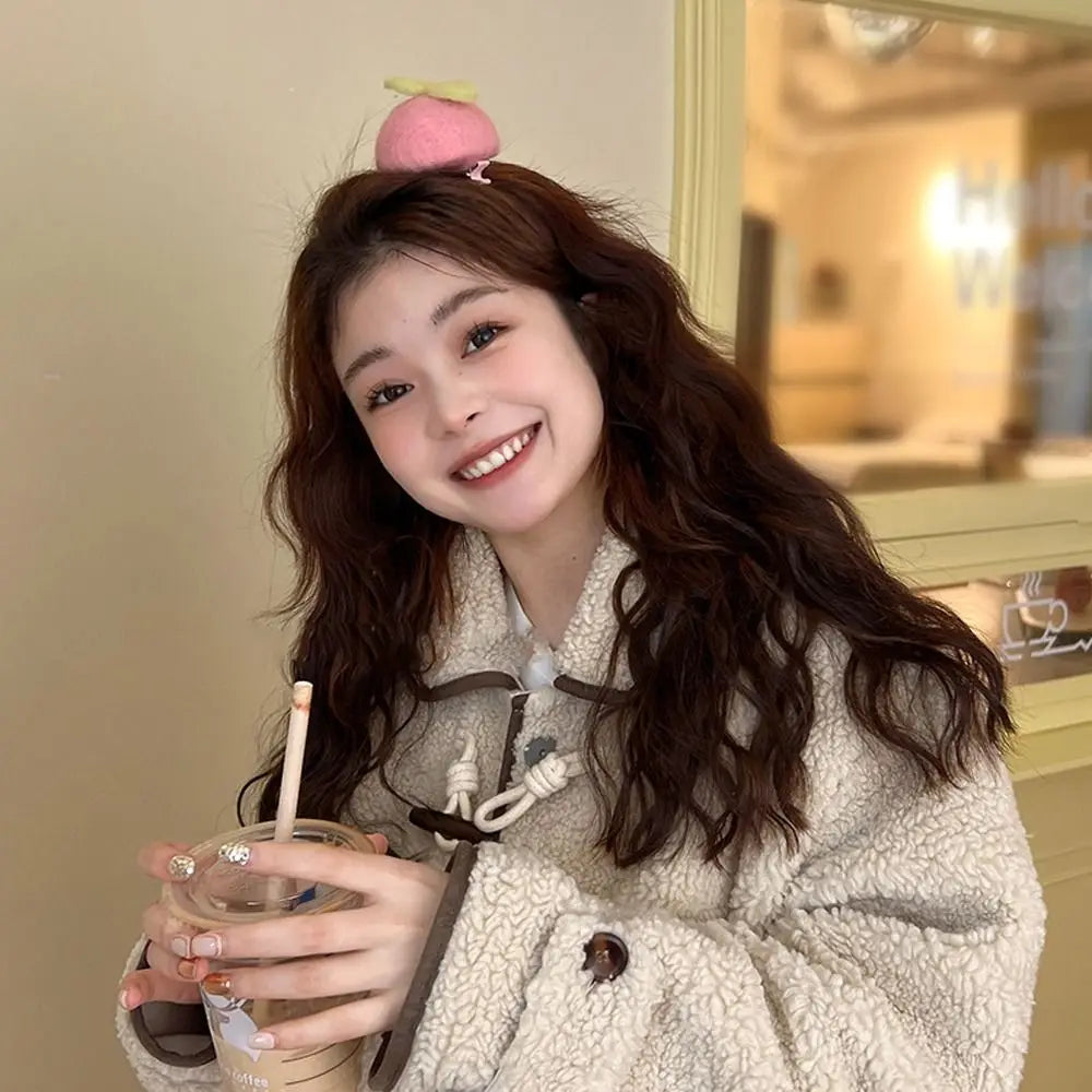 Simulation Food Hairpins Cute Orange Hair Clips Barrettes Peach Hairpins Children Woolen Fruits Duckbill Clips  For Women