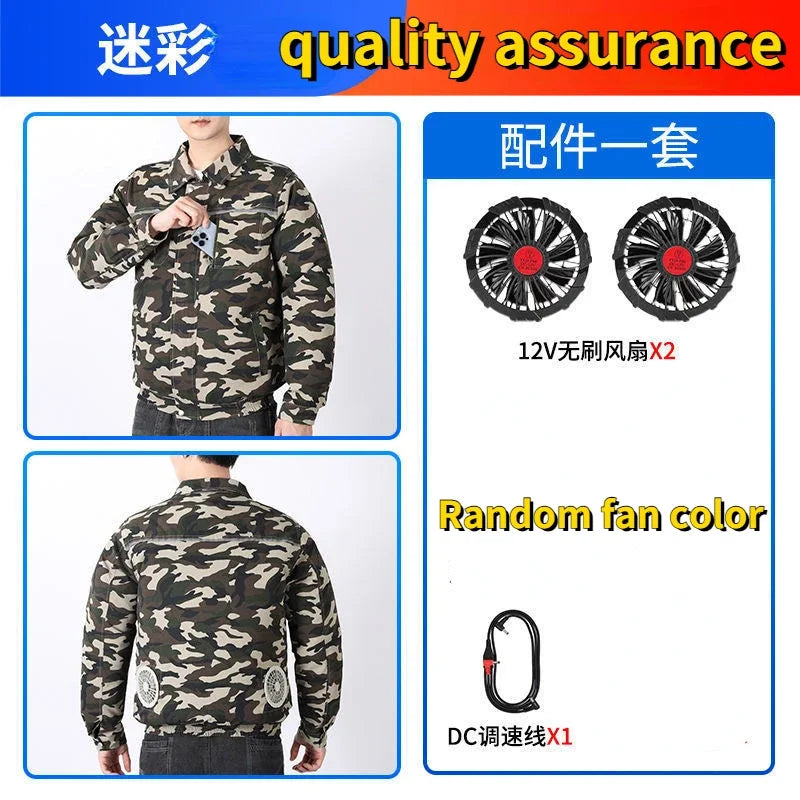 Clothes with fans in summer heatstroke prevention and cooling air conditioning men's clothing refrigeration work Outdoor Jacket