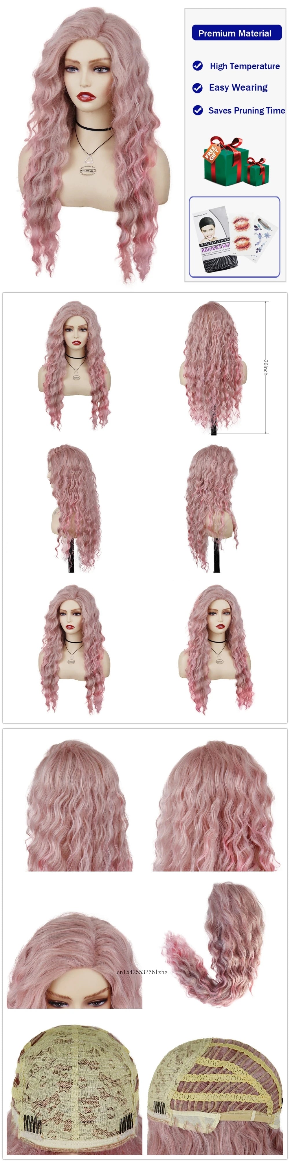 GNIMEGIL Synthetic Grey Hair Long Water Wave Wigs for Women Natural Fluffy Curly Wave Wig Cosplay Halloween Party Heat Resistant