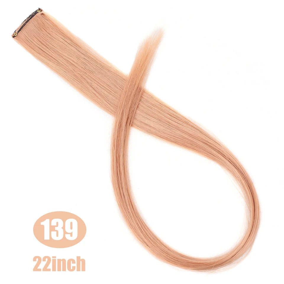 Lupu Synthetic Long Straight Rainbow Highlight Colored Hair Extensions Clip In Fake Hair Pieces For Women Heat Resistant