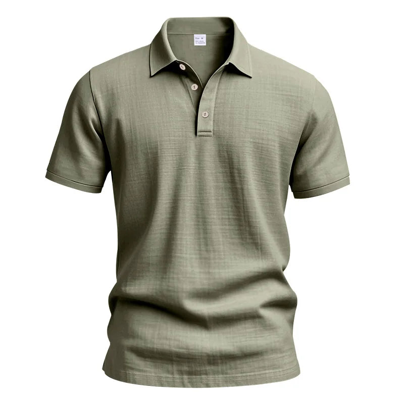 2025Summer New Men's Shirt British Style Loose Trendy Breathable Linen Casual Polo Collar Series POLO Shirt Short Sleeve