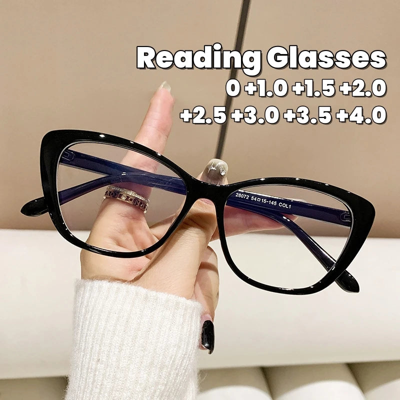 Cat Eye Clear Lens Presbyopia Glasses Retro Gradient Butterfly Frame Reading Glasses Blue Light Blocking Eye Protection Eyewear