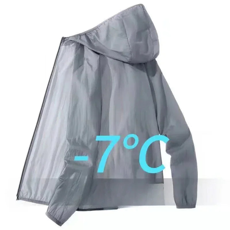 Men Summer Thin Sun Protection Jacket Outdoor Zipper Hooded Loose Casual Outerwear UV-proof Breathable Quick Dry Cycling Coats