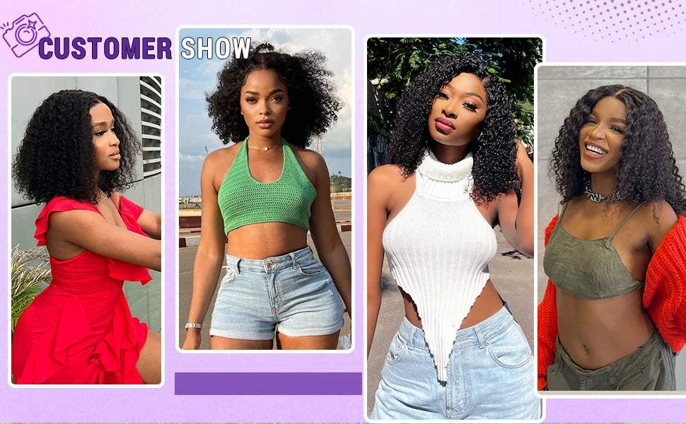 Glueless Wig Kinky Curly Lace Front Human Hair Wigs Ready To Wear And Go Wet and Wavy Wigs Water Wave Human Hair Wig For Women
