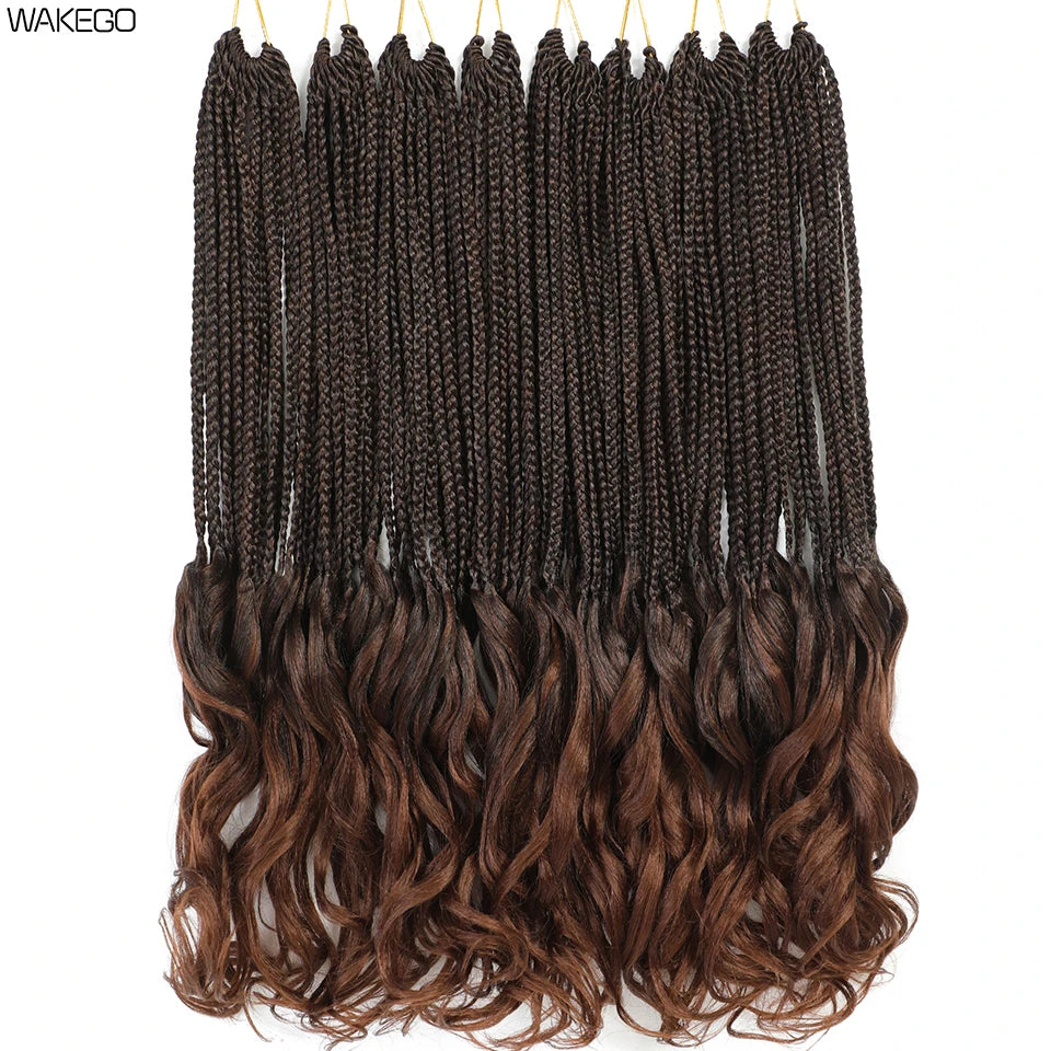 24 18 14 Inches French Curly Crochet Braids New Goddess Box Braids Bouncy French Curl Braid Hair Crochet Synthetic Braiding Hair
