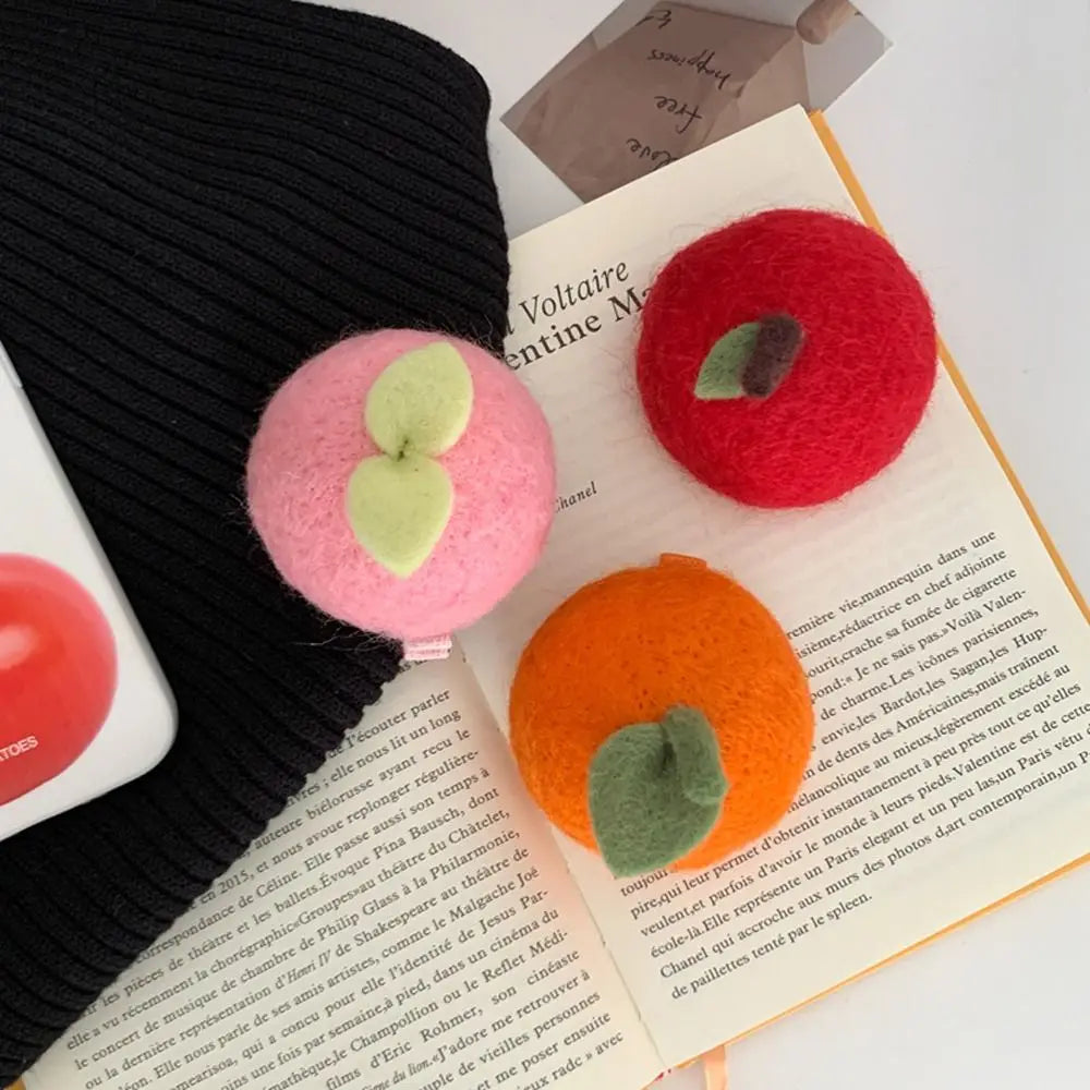 Simulation Food Hairpins Cute Orange Hair Clips Barrettes Peach Hairpins Children Woolen Fruits Duckbill Clips  For Women