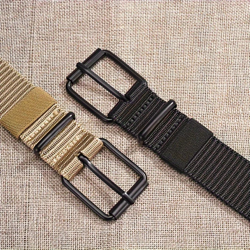 1pc Men's Belt Porous Canvas Metal Pin Buckle Belt Outdoor Sports Belt Women's Fashion Eyelet Belt With Jeans Belt For Men Women