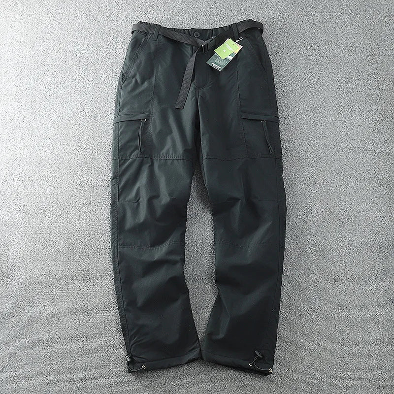 6XL Thick Waterproof Warm Fleece Cargo Pants Men Winter Outdoor Plus Velvet Multi-pockets Loose Straight Casual Overall Trousers
