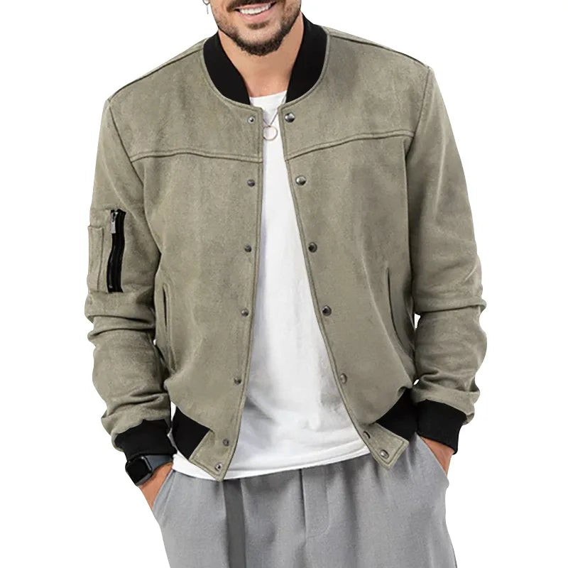 24  Autumn/Winter Suede Men's Button Cardigan Jacket Casual American
