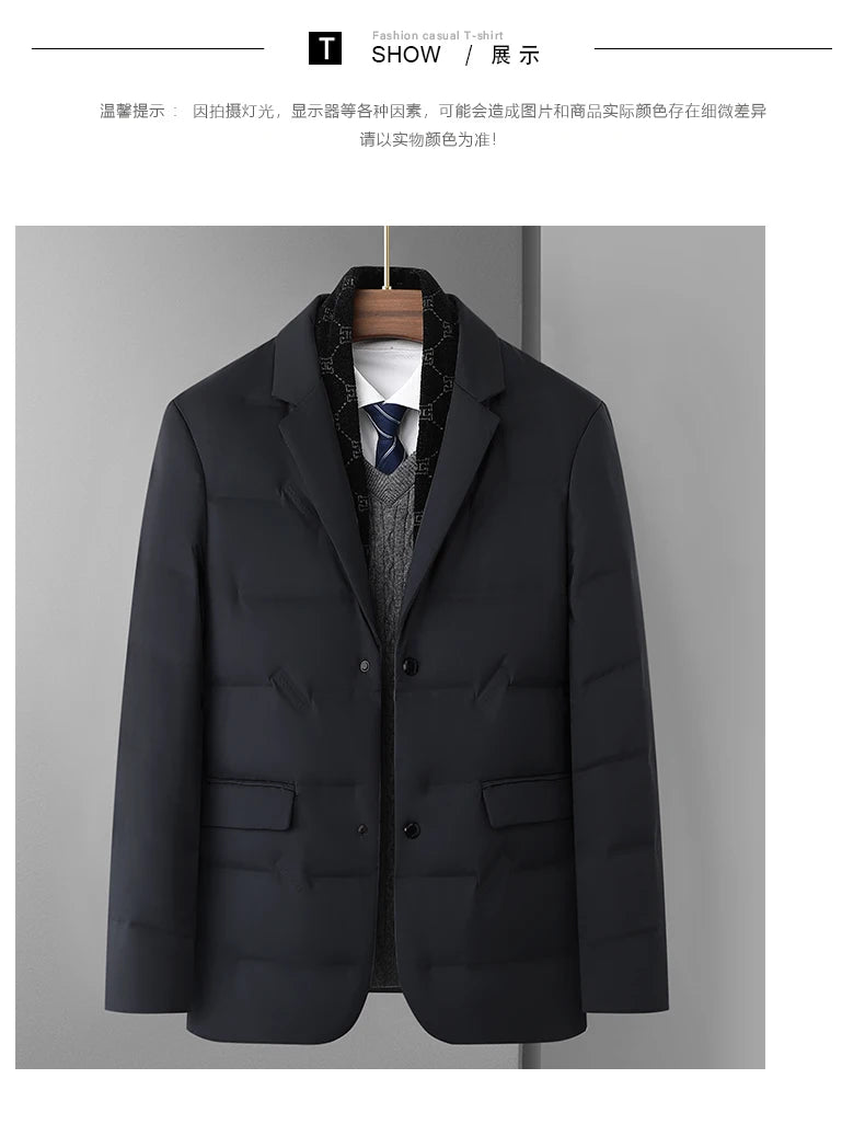 High Quality Men's Handsome down Jacket with Scarf Collar M-6XL Big plus Size for Middle-Aged Dad Fashionable Outerwear