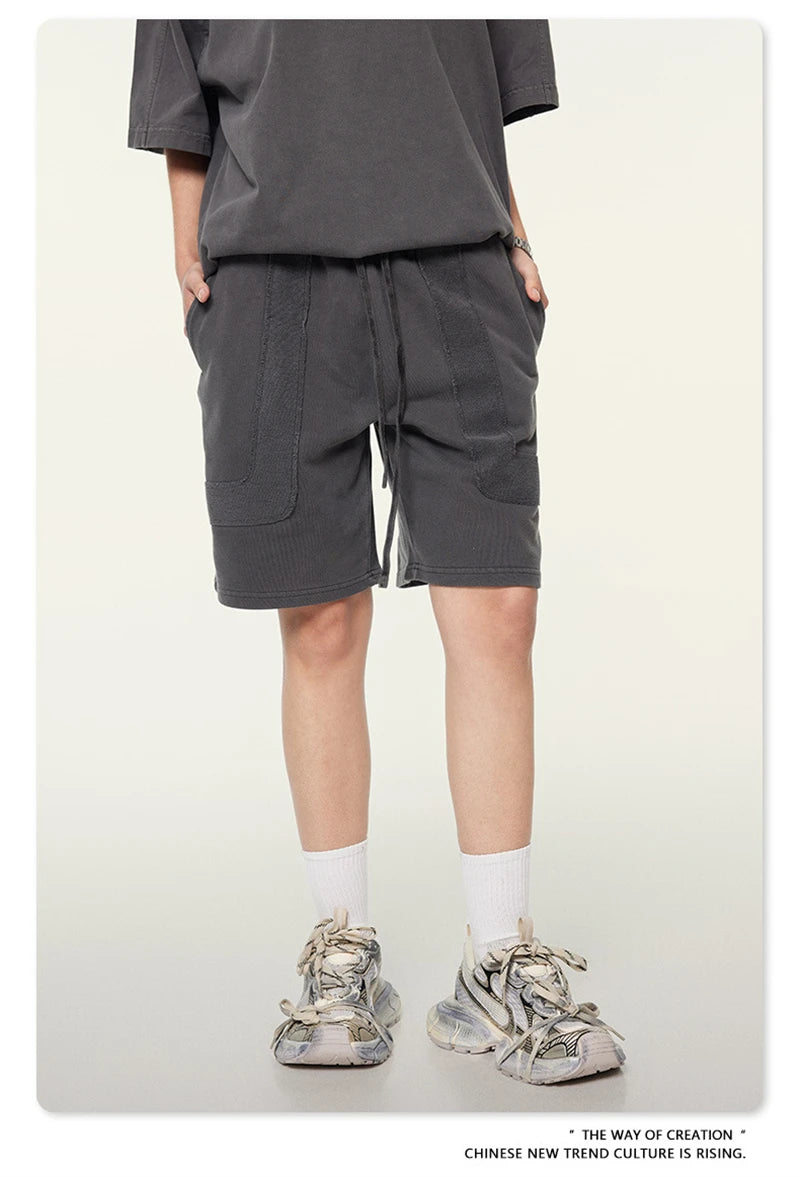 ZODF New 2024 Summer Men Washed Cotton Shorts Unisex Casual Loose 350gsm Comfortable Short Pants Brand Bottoms HY0792