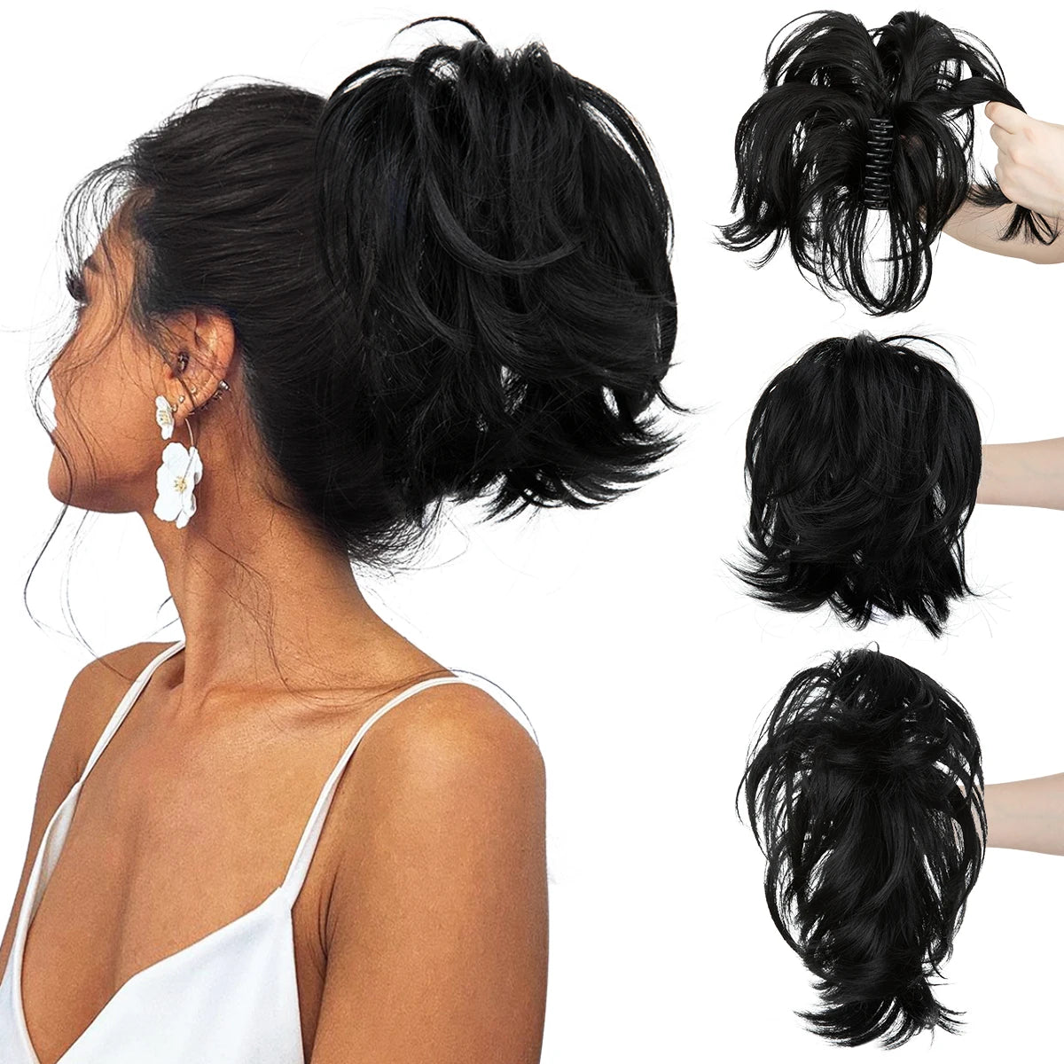 SARLA Synthetic Diy Claw Clip In Ponytail Extension Hairpiece Hair Bun Fake Blonde Hair False Pigtail for Women