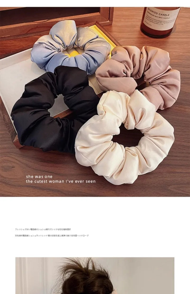 2024 Pillow Sleep Headband Elastic Ponytail Scrunchie for Women Hair Accessories Girls Soft Solid Satin Filled Cotton Big Bands