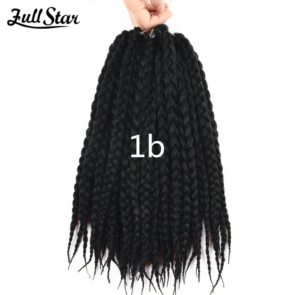 Full Star Box Braids Synthetic Hair 12" 18" 22" Crochet Braids Style Black Burgundy Brown for Africa America Women Crochet Hair