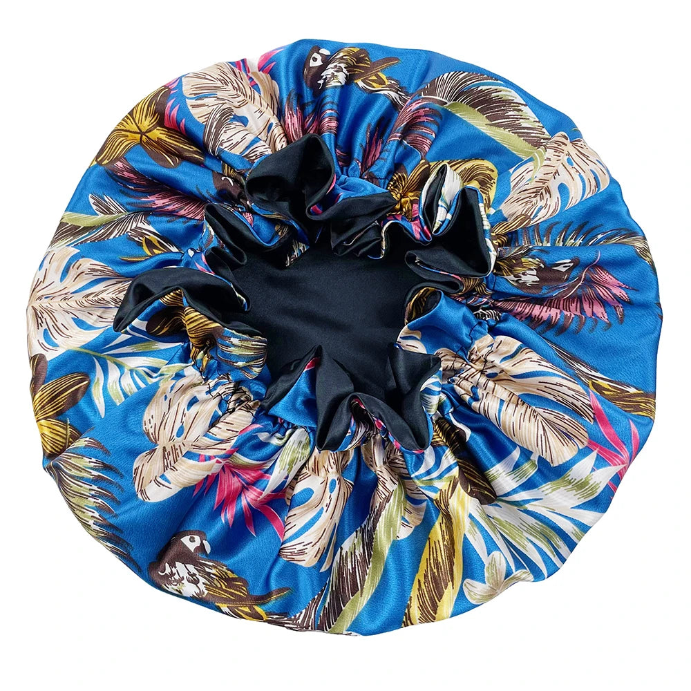 New Solid Women Satin Bonnet Fashion Stain Silky Big Bonnet for Lady Sleep Cap Headwrap Hat Hair Wrap Accessories Wholesale
