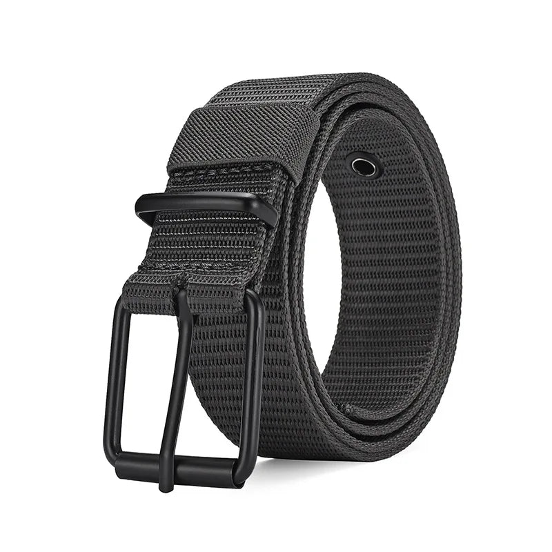 1pc Men's Belt Porous Canvas Metal Pin Buckle Belt Outdoor Sports Belt Women's Fashion Eyelet Belt With Jeans Belt For Men Women