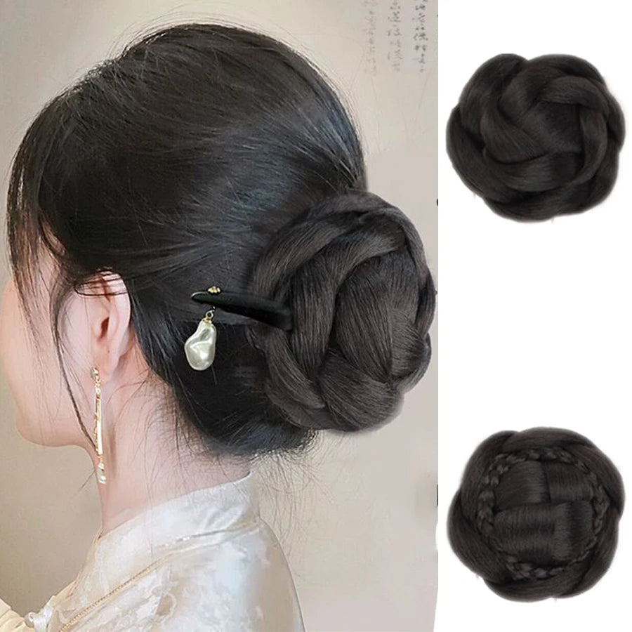 Synthetic Ball Head Wig Flower Bud Hair Hairpin Bun Back Head Pad Hair Bag Hanfu Ancient Style Cheongsam Bun Wig