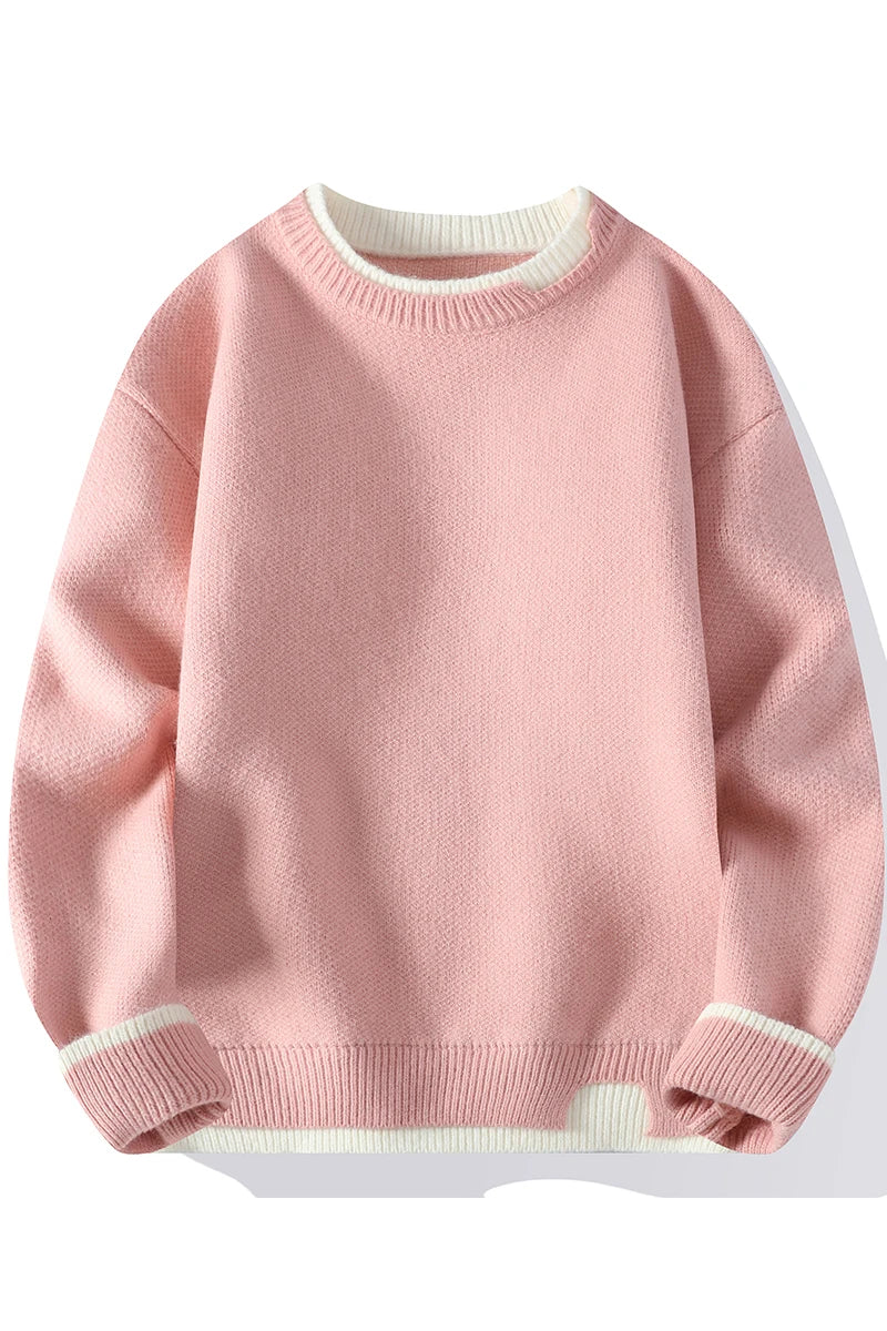 men round neck Solid color knitwear Men's High-Quality Fashion Trend Sweater Autumn/Winter Men Casual Comfortable Warm Sweaters