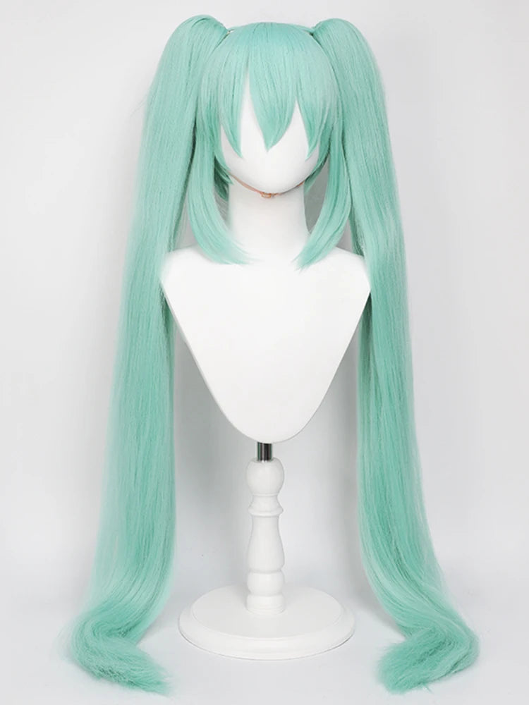 Multi-color Double Ponytail Anime Cosplay Wig Set Heat Resistant Synthetic Hair Wig