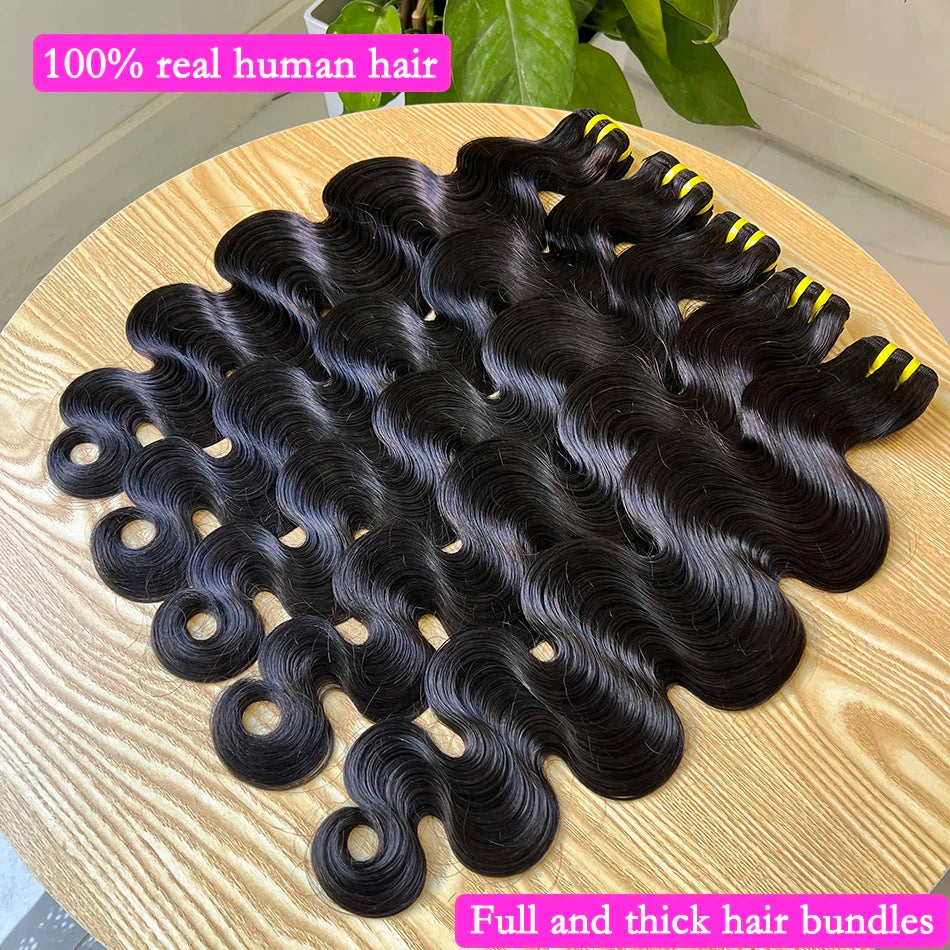 Body Wave Bundles 100% Unprocessed Raw Vietnamese Human Hair Wavy Curly Hair Weave Extensions Natural Black Color For Women