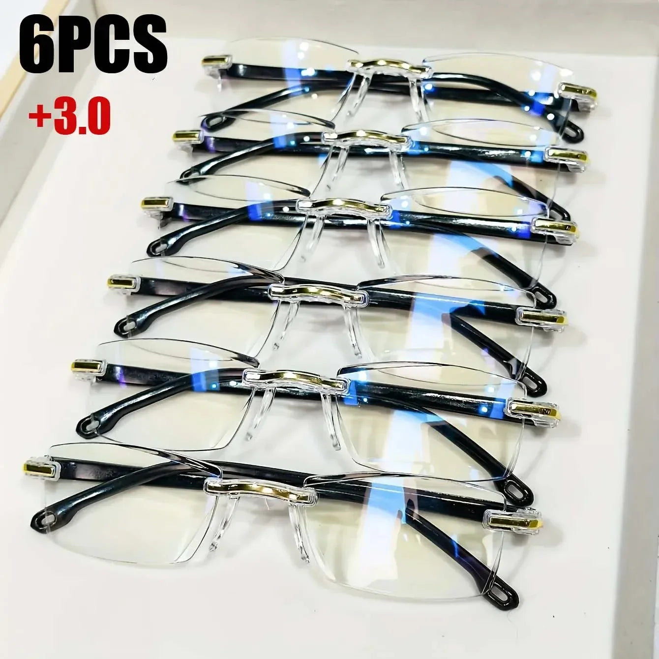 6Pairs of Simple Men'S Square Reading Glasses Anti Blue Light Reading Eyes Fashion Full Frame Hyperopia Glasses Reading Glasses