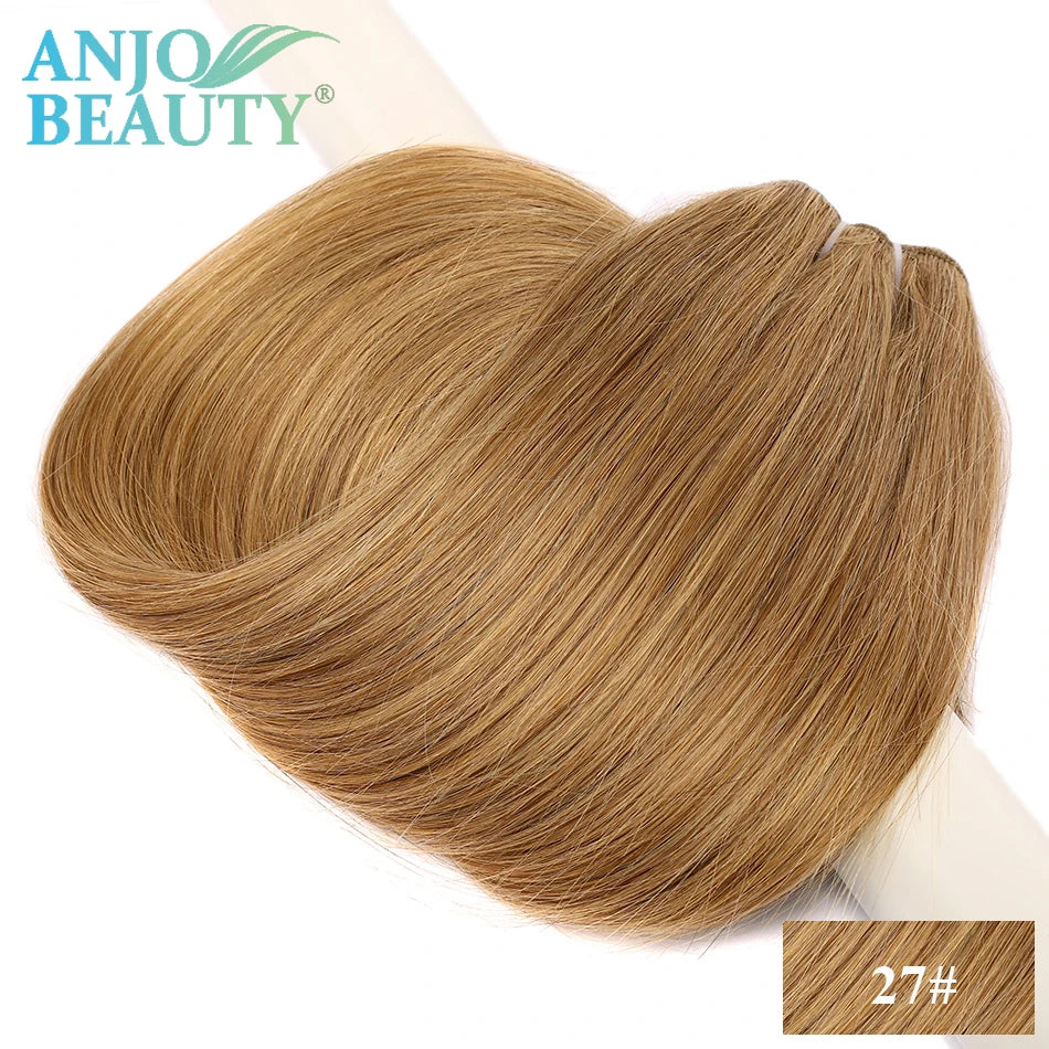 Straight Human Hair Weaves Bundles Brazilian Remy Human Hair Sew In Weft Extensions Straight Blonde 100g 16"-28" Natural Hair