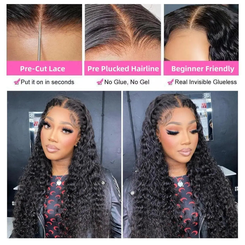 Curly Lace Front Wig Human Hair 13x4 13x6 Deep Wave Lace Frontal Wig 6x4 5x5 Glueless Transparent Pre Cut Lace Wigs 210 Density