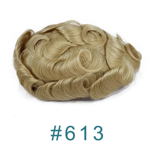Undetected 0.02mm Thin Skin Natural Hairline Human Hair Men Toupee Black Gray Brown Blonde Male Hair Light Capillary Prosthesis