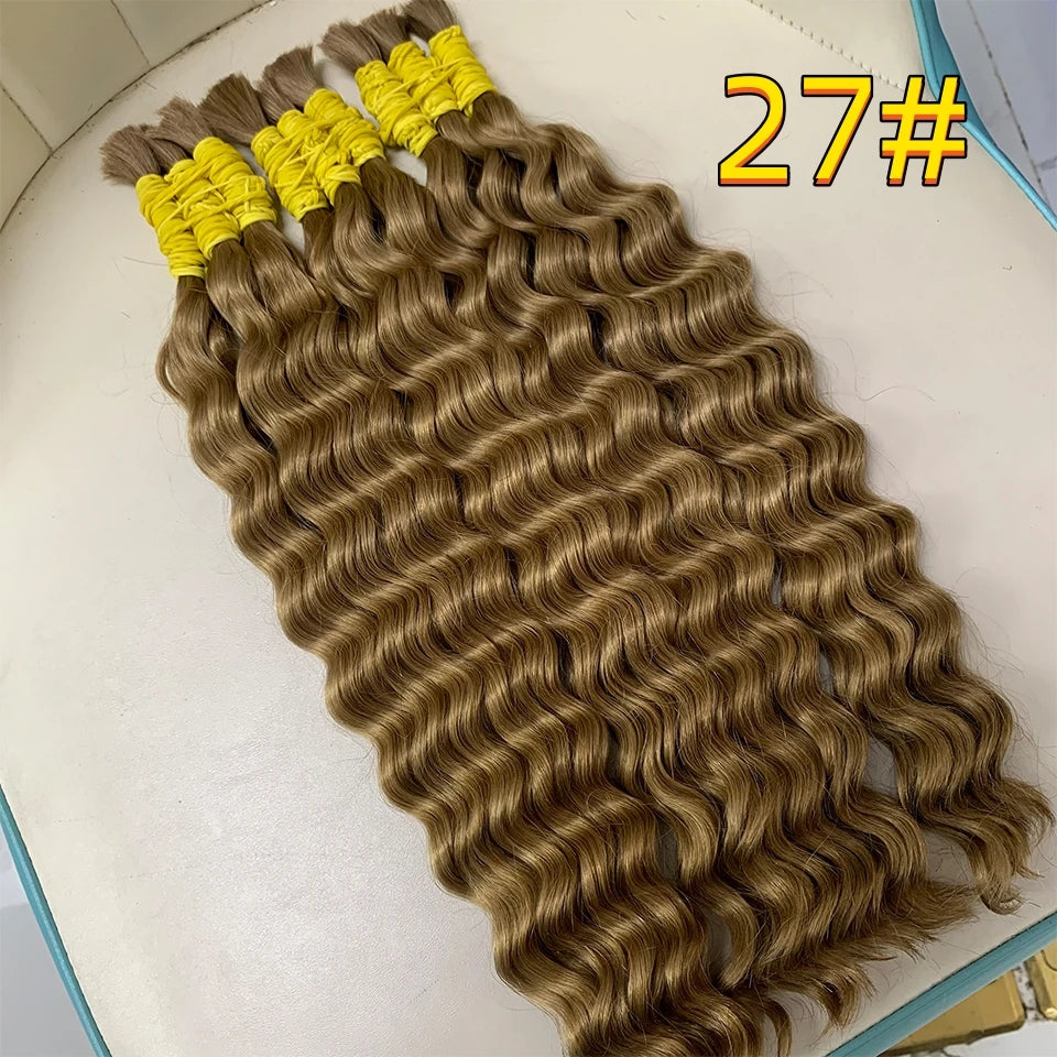 Bulk Braiding Hair 100% Human hair Virgin Deep Wave Unprocessed No Weft Boho Braids Human Hair Bulk Extensions Brazilian Remy 1B