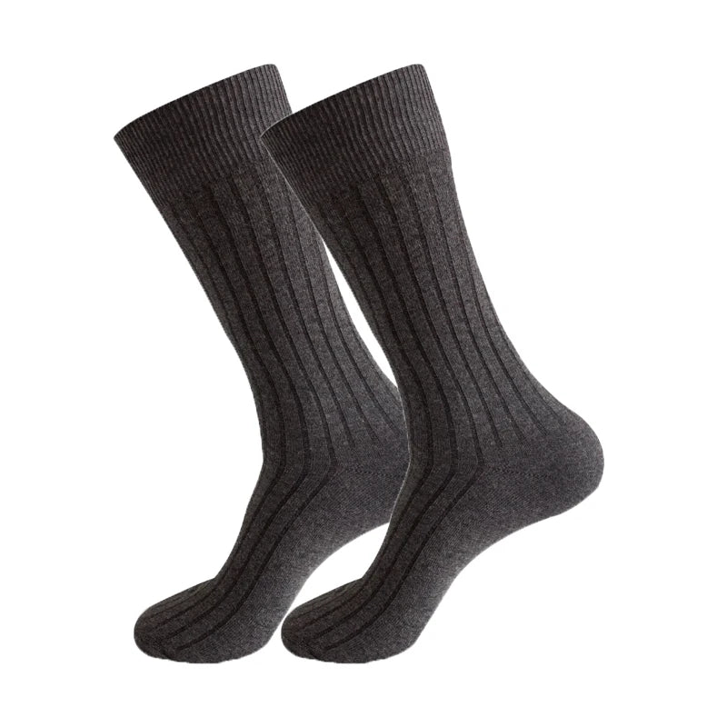 Mans Socks Long Plus Large Size Cotton Solid Striped Business Boneless Soft Breathable Sweat-Absorbing Party Dress Crew Socks
