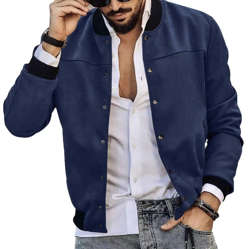 24  Autumn/Winter Suede Men's Button Cardigan Jacket Casual American