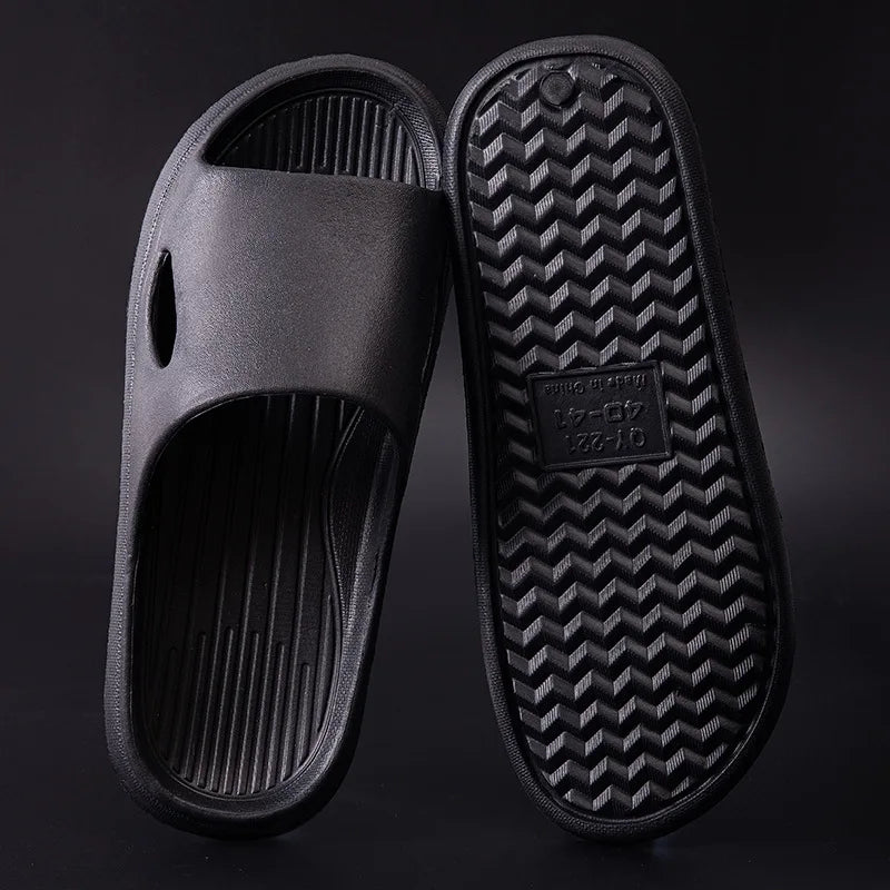 Soft Home Slippers Couples Summer Indoor Non-Slip Bathroom Slippers Solid Sandals Hotel Family Men Women Flip Flops Flat Shoes