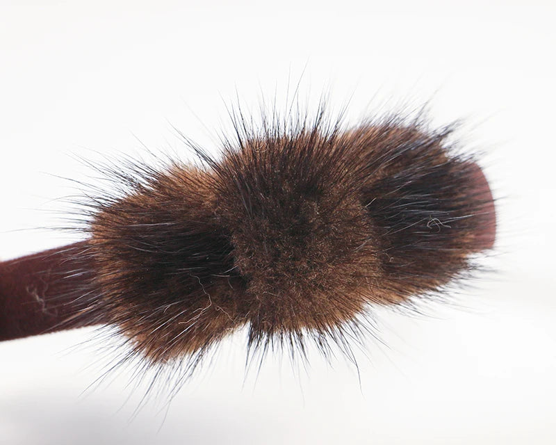 Real Mink Cosmetic Headbands Women High Quality Bow Hair Bands hair accessory Fashion Plush Hair Clips cute Real Fur Gifts