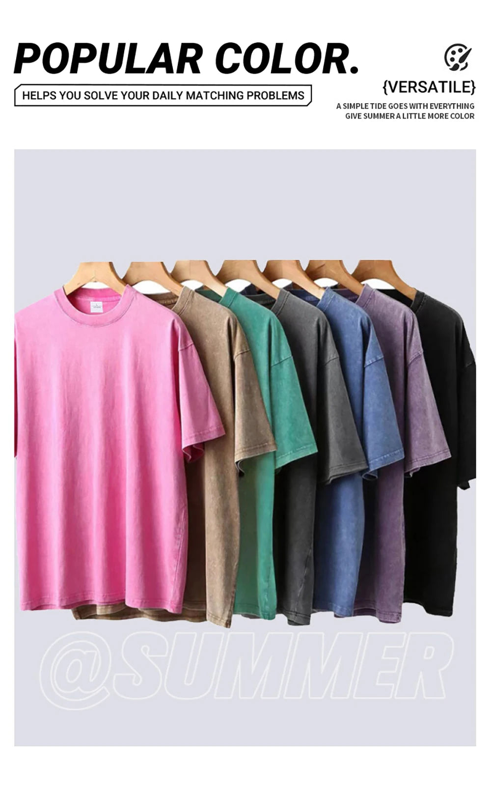 Vintage Snowflake Point Solid Color T-Shirts For Men Women 100% Cotton Short Sleeve Wash With Old Water Street Hip Hop Tee Shirt