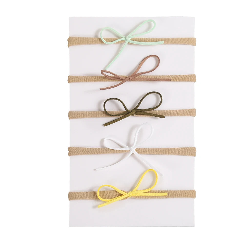 5Pcs/Lot Baby Headband for Baby Girls Soft Nylon Elastic Solid Color Hairband Print Hair Bow Kids Headwear Baby Hair Accessories