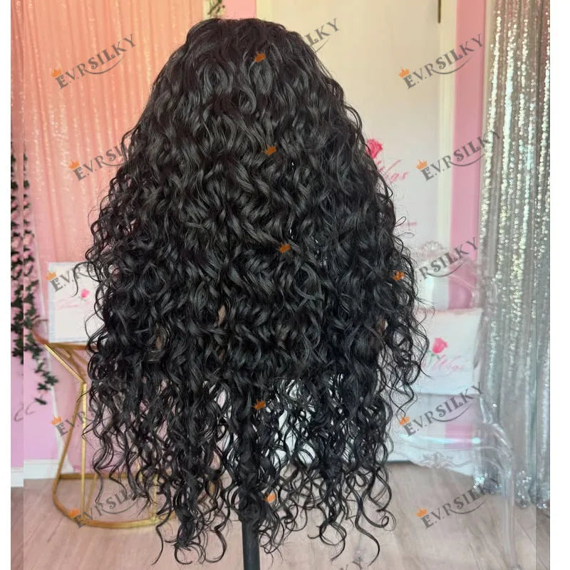 250Density Deep Loose Wave Jet Black Afro Black Women Human Hair V Part Wigs with Clips Natural Look 1x4 Size U Part Wigs