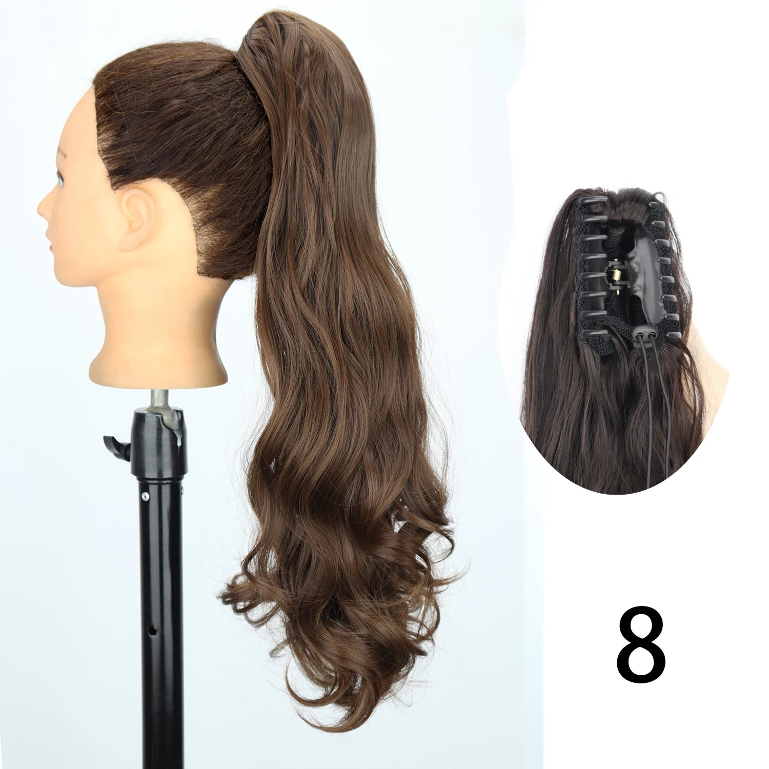 Synthetic 24Inch Wavy Claw Clip On Ponytail Hair Extension Ponytail Extension Hair For Women Pony Tail Hair Hairpiece