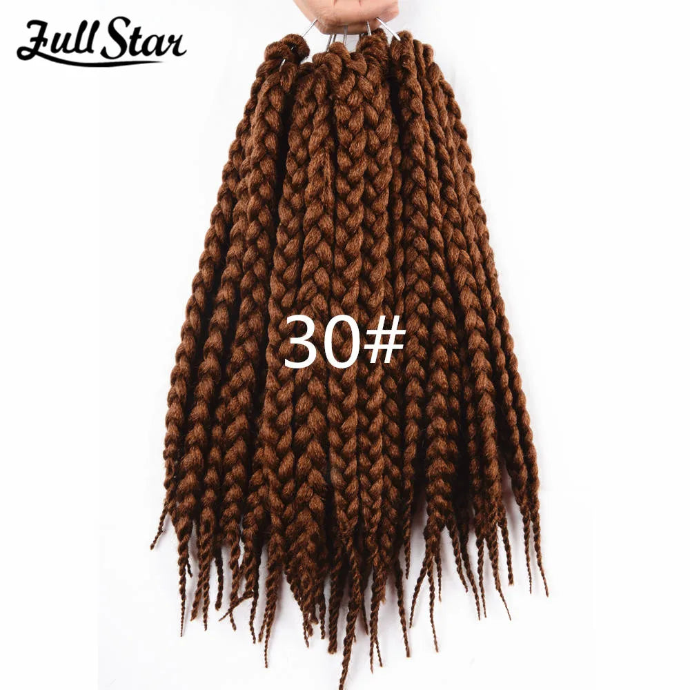 Full Star Box Braids Synthetic Hair 12" 18" 22" Crochet Braids Style Black Burgundy Brown for Africa America Women Crochet Hair