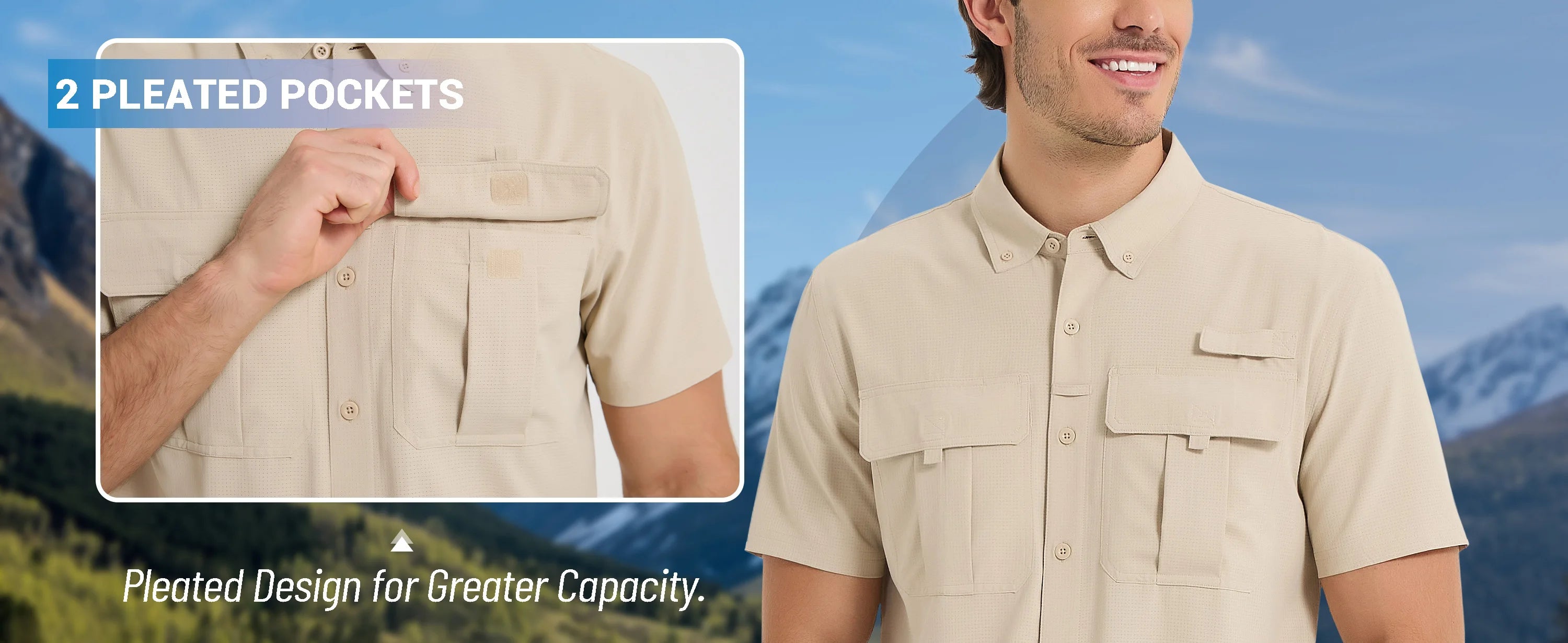TACVASEN Men‘s Short Sleeve Sun Protection Shirt UPF 50+ Lightweight Quick Dry Fishing Hiking UV Shirt with Pockets for Men