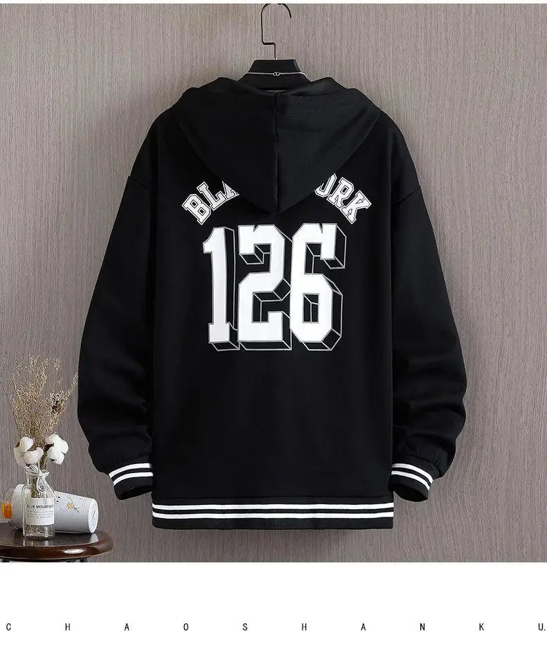 New Men's Hooded Jacket M-6XL Men's Clothing Spring Autumn Korean Fashion Loose Male Coat Hooded Baseball Jersey 2024